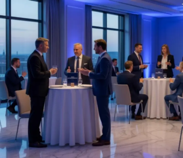 Elegancki event integracyjny dla firm z profesjonalną aranżacją stołów