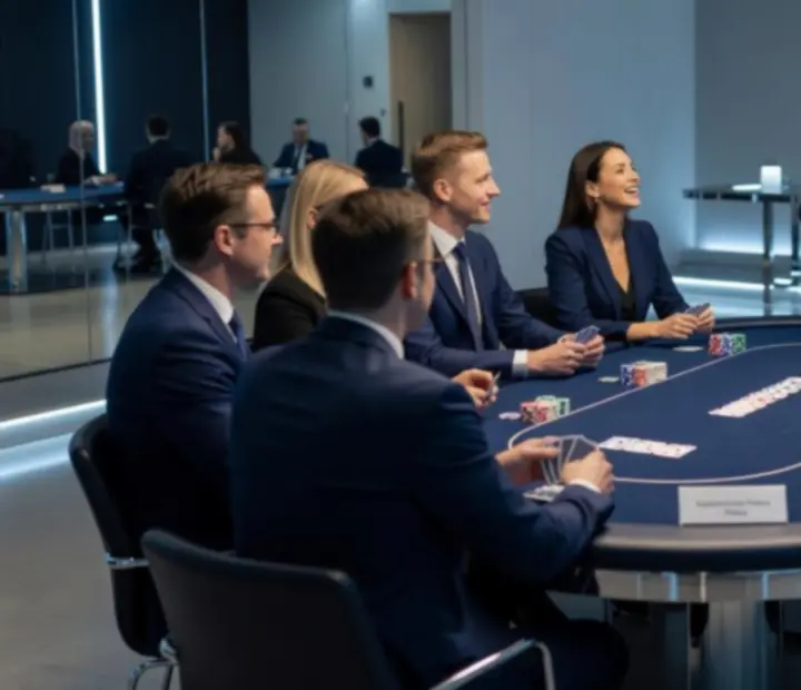 Stół pokerowy podczas eleganckiego wydarzenia firmowego